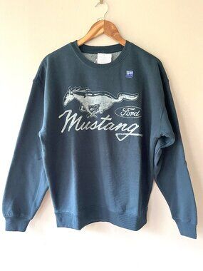 Ford Sz L Mustang Peacock Blue Y2k Nascar Racing Pullover Sweatshirt